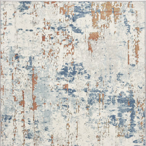 Homeroots 4' X 6' Beige And Blue Abstract Power Loom Area Rug  Polypropylene,Polyester 545120