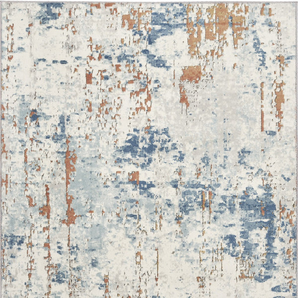 Homeroots 4' X 6' Beige And Blue Abstract Power Loom Area Rug  Polypropylene,Polyester 545120