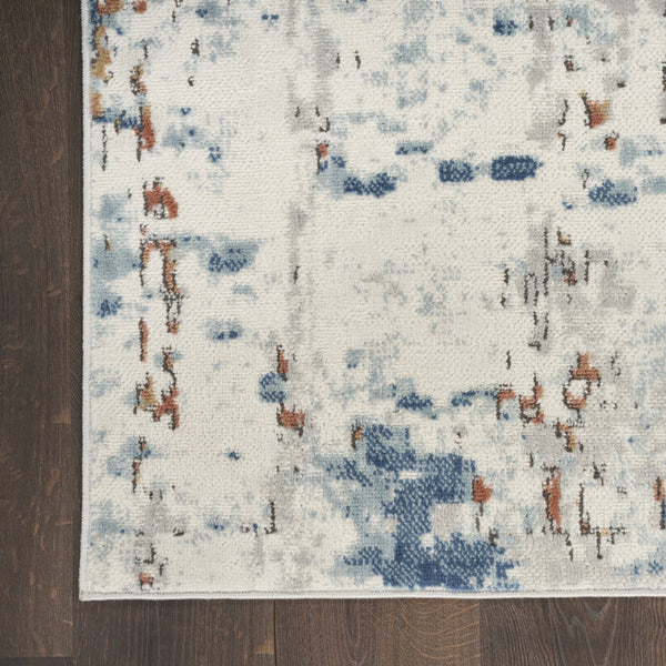 Homeroots 4' X 6' Beige And Blue Abstract Power Loom Area Rug  Polypropylene,Polyester 545120
