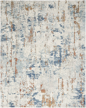 Homeroots 5' X 7' Beige And Blue Abstract Power Loom Area Rug  Polypropylene,Polyester 545122