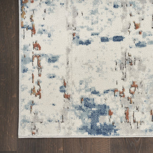 Homeroots 5' X 7' Beige And Blue Abstract Power Loom Area Rug  Polypropylene,Polyester 545122