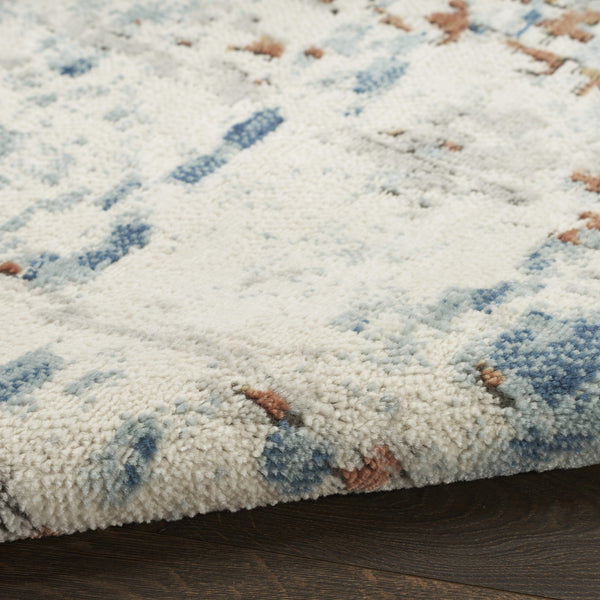 Homeroots 5' X 7' Beige And Blue Abstract Power Loom Area Rug  Polypropylene,Polyester 545122