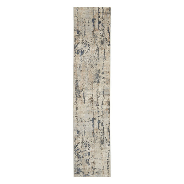 HomeRoots 16' Abstract Beige and Gray Runner Rug - Durable, Soft, Low-Profile Design for Modern Spaces 16' Runner 545125