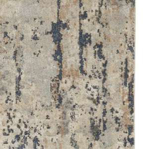 HomeRoots 16' Abstract Beige and Gray Runner Rug - Durable, Soft, Low-Profile Design for Modern Spaces 16' Runner 545125