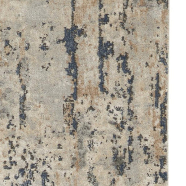 HomeRoots 16' Abstract Beige and Gray Runner Rug - Durable, Soft, Low-Profile Design for Modern Spaces 16' Runner 545125