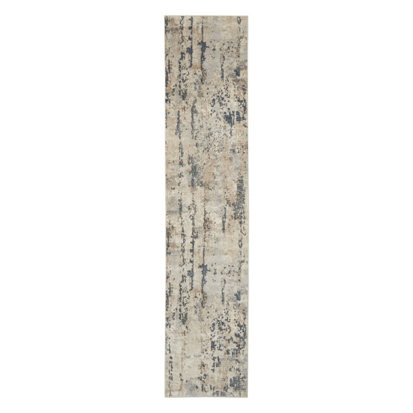 HomeRoots 16' Abstract Beige and Gray Runner Rug - Durable, Soft, Low-Profile Design for Modern Spaces 16' Runner 545125