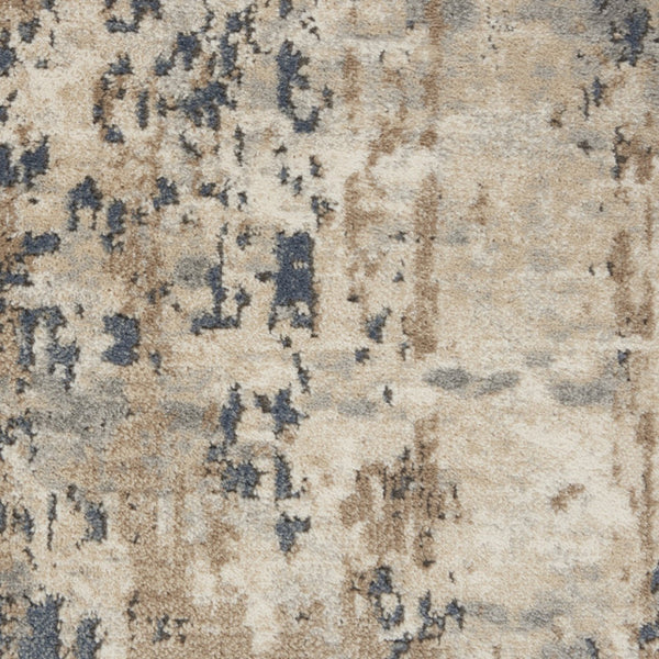 Homeroots 16' Runner Beige And Gray Abstract Power Loom Runner Rug  Polypropylene,Polyester 545125