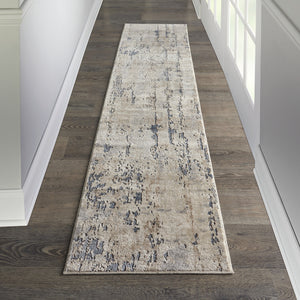 Homeroots 20' Runner Beige And Gray Abstract Power Loom Runner Rug  Polypropylene,Polyester 545126