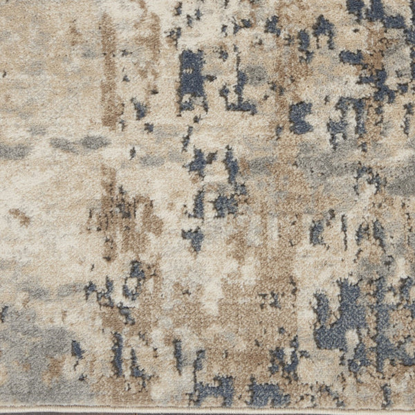 Homeroots 20' Runner Beige And Gray Abstract Power Loom Runner Rug  Polypropylene,Polyester 545126