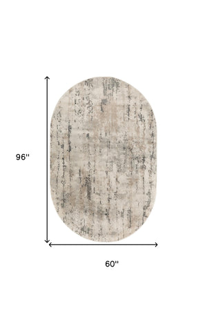 Homeroots 5' X 8' Beige And Gray Abstract Power Loom Area Rug  Polypropylene,Polyester 545128