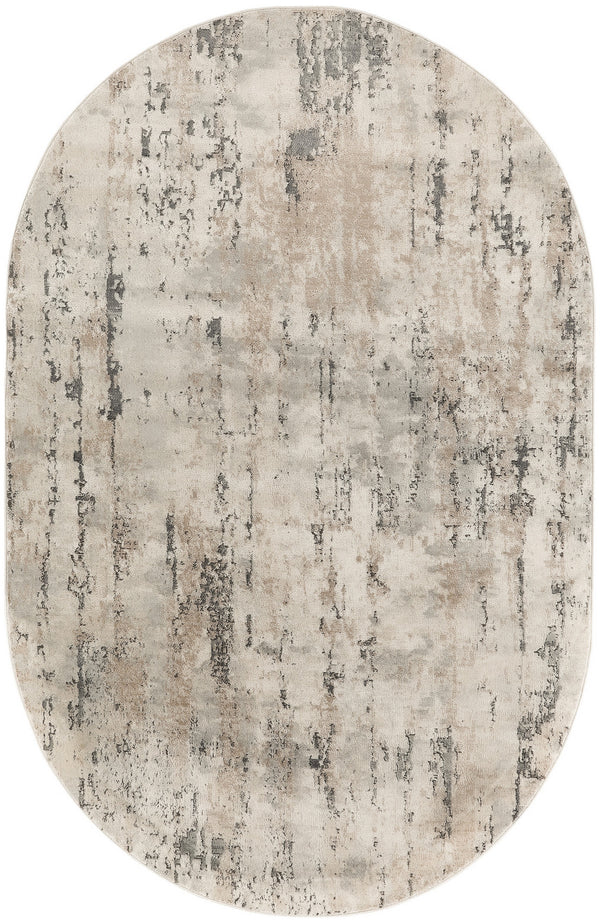 Homeroots 6' X 9' Beige And Gray Abstract Power Loom Area Rug  Polypropylene,Polyester 545129