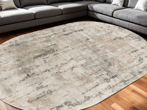 Homeroots 6' X 9' Beige And Gray Abstract Power Loom Area Rug  Polypropylene,Polyester 545129