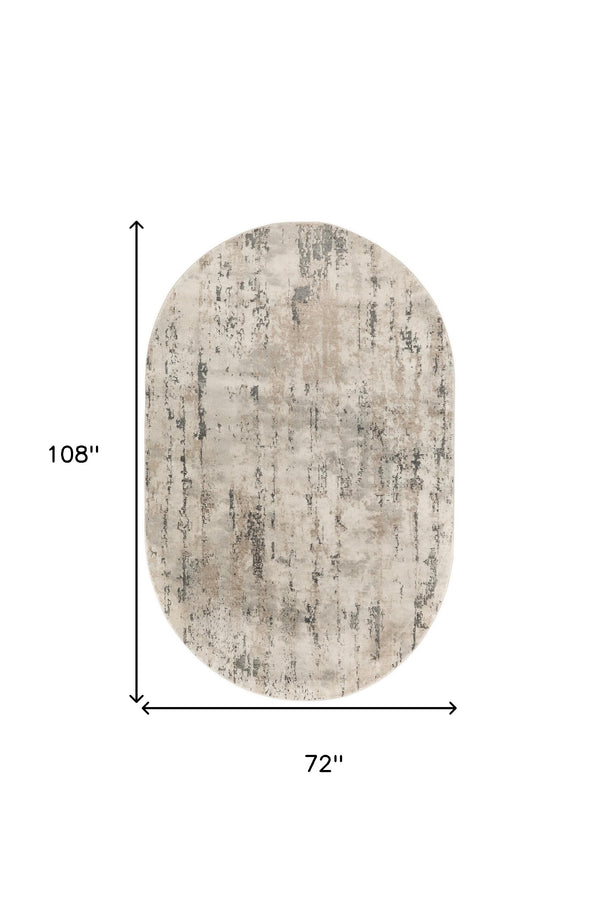 Homeroots 6' X 9' Beige And Gray Abstract Power Loom Area Rug  Polypropylene,Polyester 545129