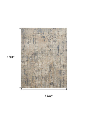 Homeroots 12' X 15' Beige And Gray Abstract Power Loom Area Rug  Polypropylene,Polyester 545130