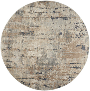 Homeroots 10' Beige And Gray Round Abstract Power Loom Area Rug  Polypropylene,Polyester 545131