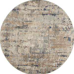 Homeroots 10' Beige And Gray Round Abstract Power Loom Area Rug  Polypropylene,Polyester 545131
