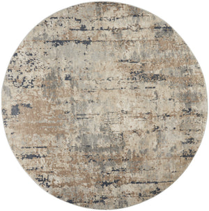 Homeroots 10' Beige And Gray Round Abstract Power Loom Area Rug  Polypropylene,Polyester 545131