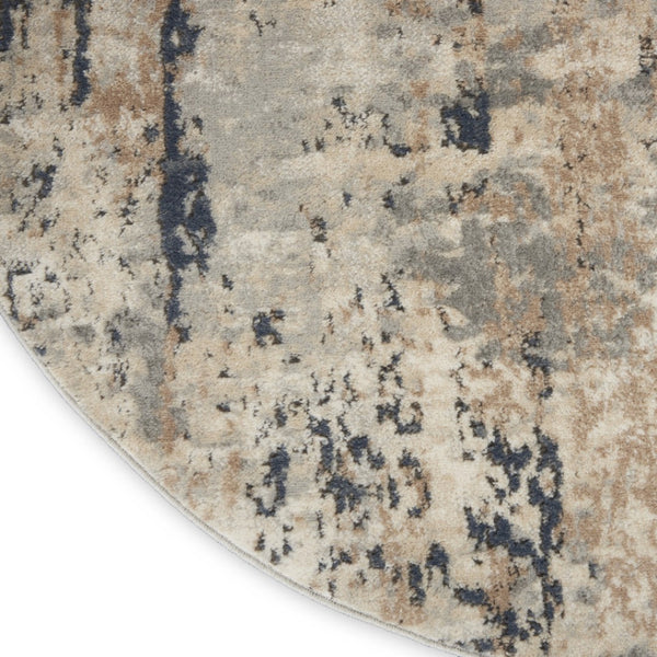 HomeRoots 10' Beige and Gray Abstract Power Loomed Area Rug for Contemporary Style in Living Spaces 10' Round 545131