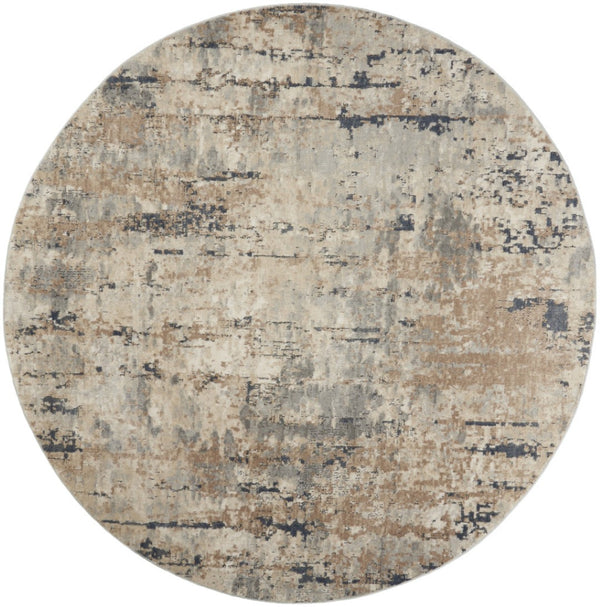 HomeRoots 10' Beige and Gray Abstract Power Loomed Area Rug for Contemporary Style in Living Spaces 10' Round 545131
