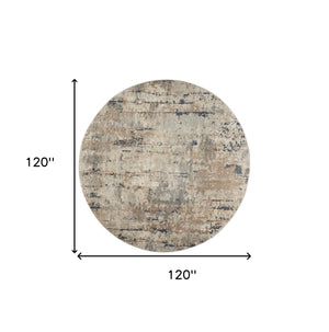 Homeroots 10' Beige And Gray Round Abstract Power Loom Area Rug  Polypropylene,Polyester 545131