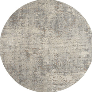 HomeRoots 8' Round Abstract Area Rug in Beige and Gray - Modern Power Loomed Design for Stylish Spaces 545132