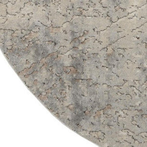 HomeRoots 8' Round Abstract Area Rug in Beige and Gray - Modern Power Loomed Design for Stylish Spaces 545132