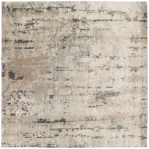 Homeroots 10' Beige And Gray Square Abstract Power Loom Area Rug  Polypropylene,Polyester 545133