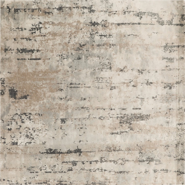 Homeroots 10' Beige And Gray Square Abstract Power Loom Area Rug  Polypropylene,Polyester 545133