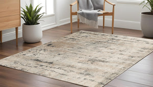 Homeroots 10' Beige And Gray Square Abstract Power Loom Area Rug  Polypropylene,Polyester 545133