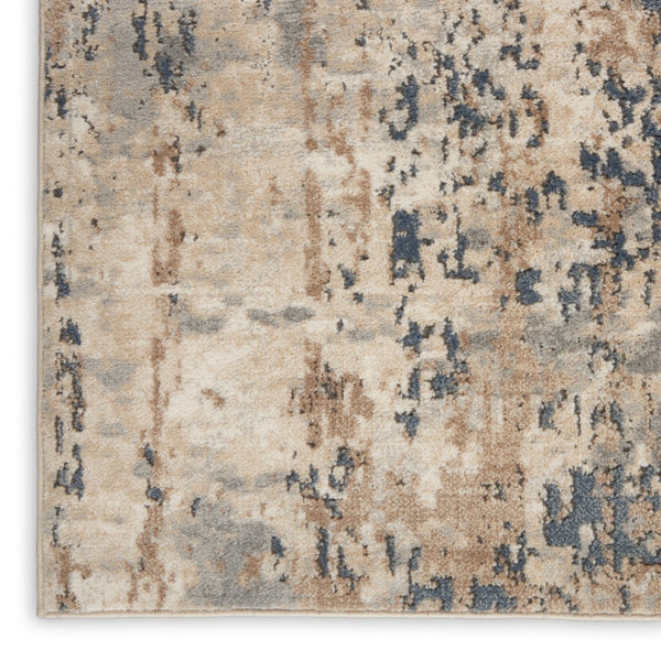 HomeRoots 10' Abstract Beige and Gray Area Rug - Modern Power Loomed Design for Contemporary Spaces 10' Square 545133