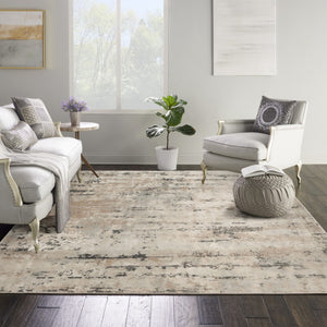 HomeRoots 10' Abstract Beige and Gray Area Rug - Modern Power Loomed Design for Contemporary Spaces 10' Square 545133
