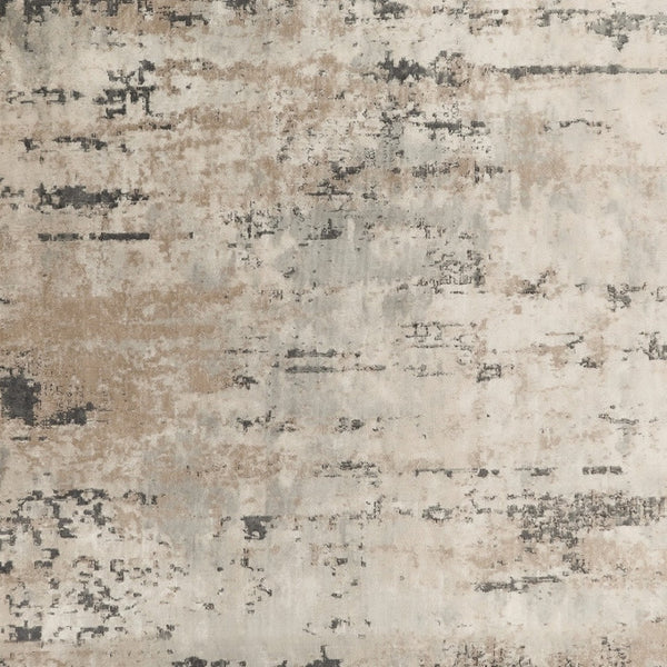 HomeRoots 16' Abstract Beige and Gray Runner Rug - Durable, Soft, Low-Profile Design for Modern Spaces 8' Square 545136