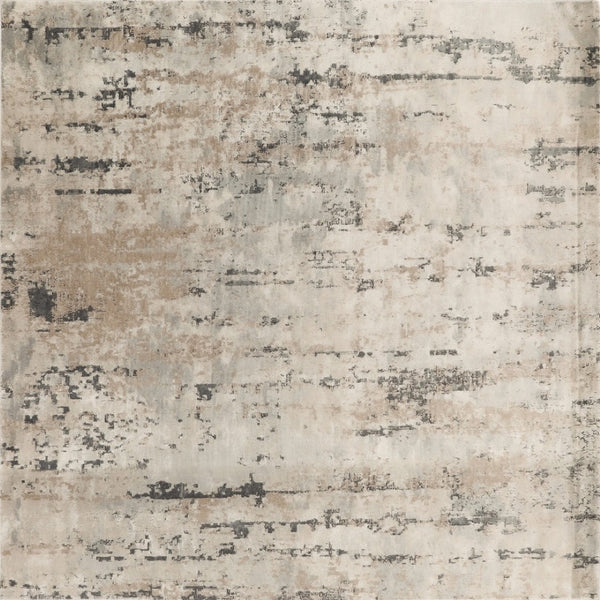 HomeRoots 16' Abstract Beige and Gray Runner Rug - Durable, Soft, Low-Profile Design for Modern Spaces 8' Square 545136