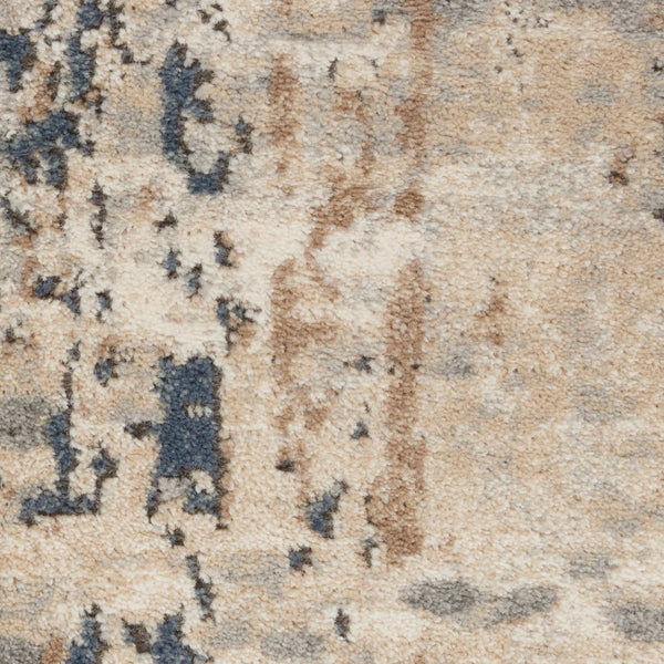 HomeRoots 16' Abstract Beige and Gray Runner Rug - Durable, Soft, Low-Profile Design for Modern Spaces 8' Square 545136