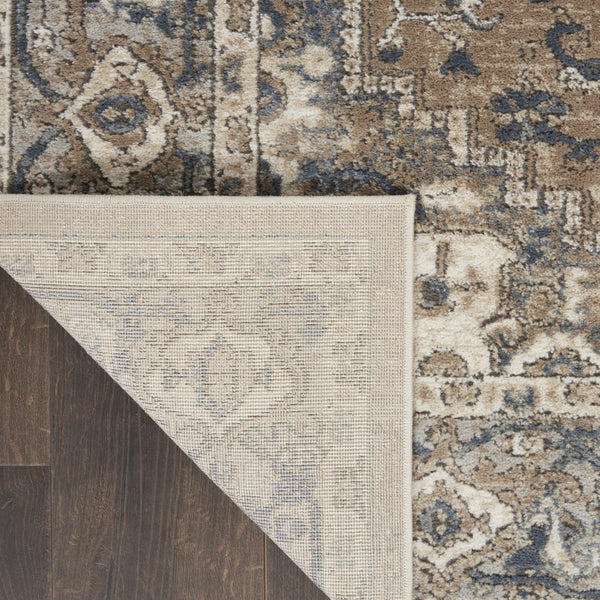Homeroots 16' Runner Beige And Gray Medallion Power Loom Distressed Runner Rug  Polypropylene,Polyester 545138