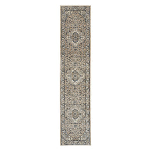 HomeRoots 16' Beige and Gray Medallion Distressed Runner Rug - Timeless Elegance for Hallways and Spaces 16' Runner 545138