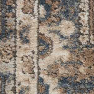 Homeroots 20' Runner Beige And Gray Medallion Power Loom Distressed Runner Rug  Polypropylene,Polyester 545139