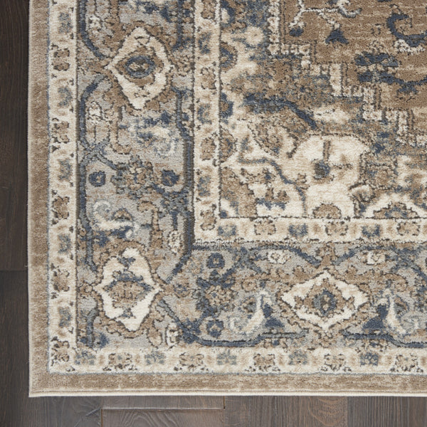 Homeroots 20' Runner Beige And Gray Medallion Power Loom Distressed Runner Rug  Polypropylene,Polyester 545139
