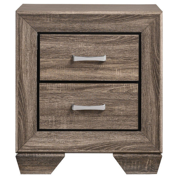English Elm Carina Queen Bedroom Set Grey Oak Paneled Headboard Nickel Hardware Five Piece Taupe B062S00746