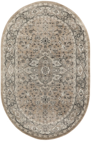 Homeroots 5' X 8' Beige And Gray Medallion Power Loom Distressed Area Rug  Polypropylene,Polyester 545141
