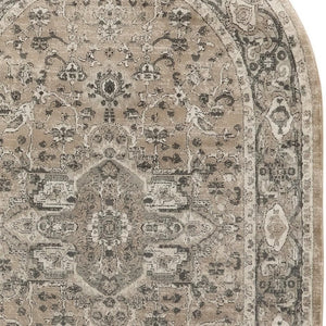 HomeRoots 5' Elegant Beige and Gray Medallion Power Loom Distressed Area Rug for Timeless Home Décor 5' X 8' 545141