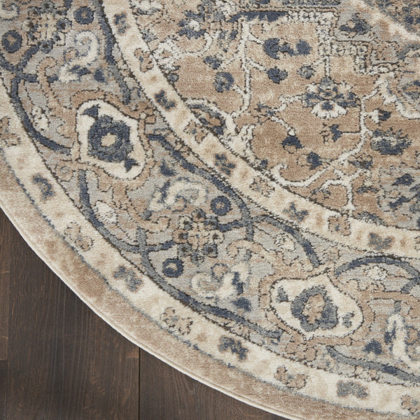 Homeroots 5' X 8' Beige And Gray Medallion Power Loom Distressed Area Rug  Polypropylene,Polyester 545141