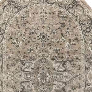 HomeRoots 5' Elegant Beige and Gray Medallion Power Loom Distressed Area Rug for Timeless Home Décor 6' X 9' 545142