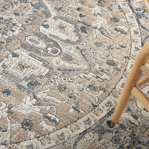 Homeroots 6' X 9' Beige And Gray Medallion Power Loom Distressed Area Rug  Polypropylene,Polyester 545142