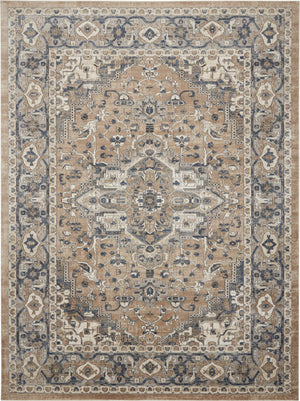 Homeroots 12' X 15' Beige And Gray Medallion Power Loom Distressed Area Rug  Polypropylene,Polyester 545143