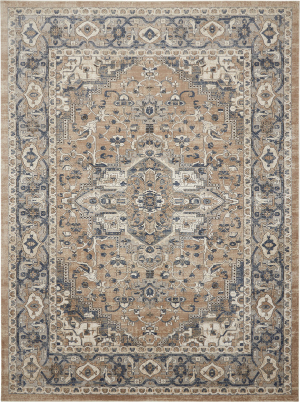 Homeroots 12' X 15' Beige And Gray Medallion Power Loom Distressed Area Rug  Polypropylene,Polyester 545143