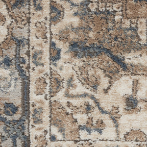 Homeroots 5' Beige And Gray Square Medallion Power Loom Distressed Area Rug  Polypropylene,Polyester 545147