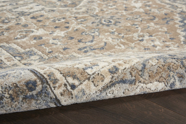 HomeRoots 8' Beige and Gray Medallion Area Rug – Distressed Geometric Design for Stylish Living Spaces 8' Square 545148
