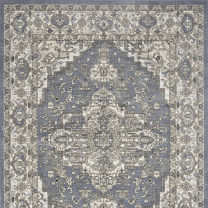 Homeroots 5' X 7' Blue And Ivory Medallion Power Loom Distressed Area Rug  Polypropylene,Polyester 545151