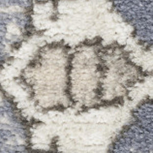 HomeRoots 5' Blue and Ivory Medallion Area Rug - Power Loomed Distressed Design for Timeless Elegance 5' X 7' 545151